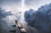 Aircraft wing in storm